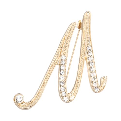 PATIKIL ブローチピン アルファベット イニシャル レター m ラインストーンブローチ メタル 水晶 英字A-Zピン 女性 胸元 アクセント ギフト スー...