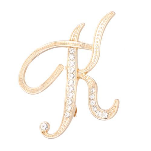 PATIKIL ブローチピン アルファベット イニシャル レター K ラインストーンブローチ メタル 水晶 英字A-Zピン 女性 胸元 アクセント ギフト スー...