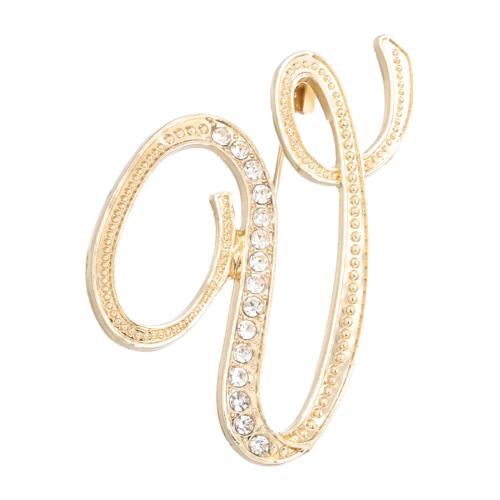 PATIKIL ブローチピン アルファベット イニシャル レター V ラインストーンブローチ メタル 水晶 英字A-Zピン 女性 胸元 アクセント ギフト スー...