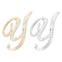 PATIKIL ブローチピン アルファベット 2個 イニシャル レター Y ラインストーンブローチ メタル 水晶 英字A-Zピン 女性 胸元 アクセント ギフト...