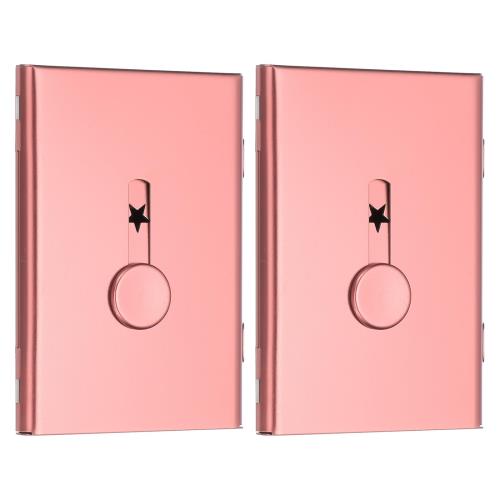 PATIKIL 2個の名刺入れ、サムドライブ名刺入れ ポータブル名刺入れ合金 スライド式カードケース ビジネスミーティング用 ローズゴー ルド