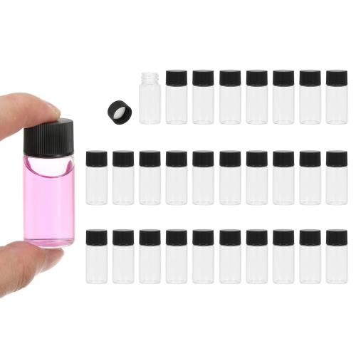 PATIKIL 10ml クリアガラスバイアル 28個パック サンプルバイアル スクリューキャップ付き しやくメディアボトル 漏れ防止液体サンプルガラスバイアル ラボラトリー収納用