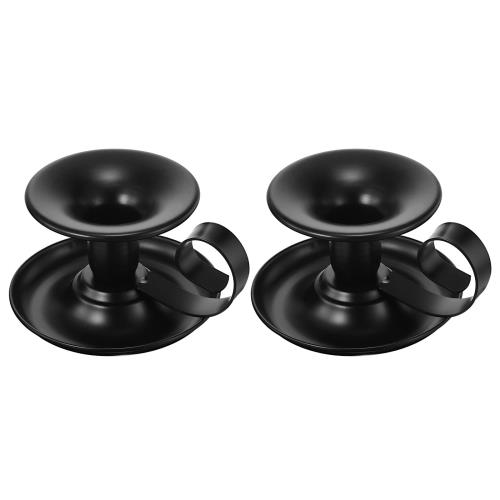 PATIKIL レトロアイアンテーパーキャンドルホルダー 2セット ブラックシンプルな燭台ホルダー キャンドルライトスタンド テーブルセンターピース パーティー...