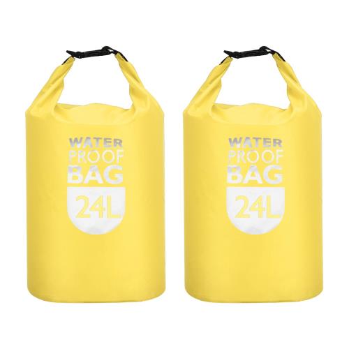 PATIKIL 2枚 防水バッグ ドライバッグ 24L 軽量 防水 海 登山 ジム カヤック ハイキング 釣り 水泳 キャンプ 用 イエロー