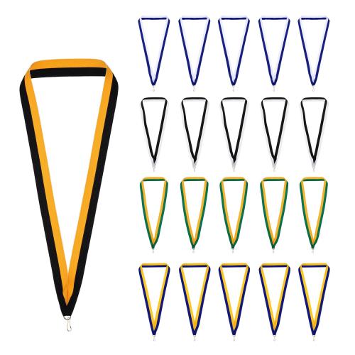 PATIKIL 50個入り メダルリボン アワードネックリボン スナップクリップ付き ストライプメダル ポリエステル ランヤード 表彰 ミーティング 競技 スポーツ パーティー用 ブルー/ホワイト/グリ ーン/イエロー/黒
