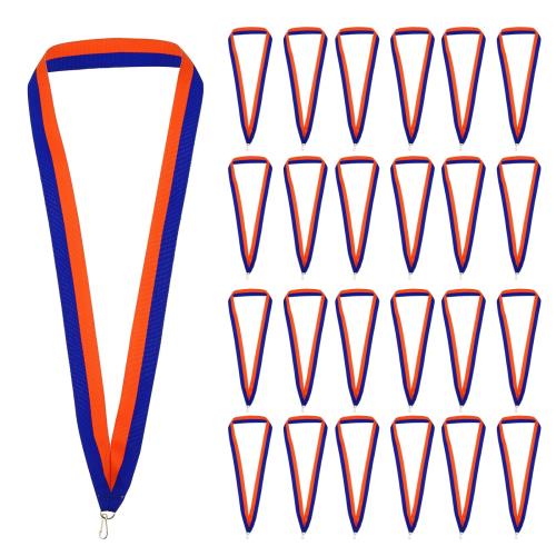 PATIKIL 66個入り メダルリボン アワードネックリボン スナップクリップ付き ストライプメダル ポリエステル ランヤード 表彰 ミーティング 競技 スポーツ パーティー用 ブルー/オレンジ