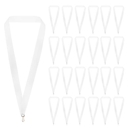 PATIKIL 50個入り メダルリボン アワードネックリボン スナップクリップ付き ストライプメダル ポリエステル ランヤード 表彰 ミーティング 競技 スポーツ パーティー用 ホワイト