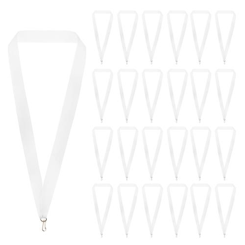 PATIKIL 66個入り メダルリボン アワードネックリボン スナップクリップ付き ストライプメダル ポリエステル ランヤード 表彰 ミーティング 競技 スポーツ パーティー用 ホワイト