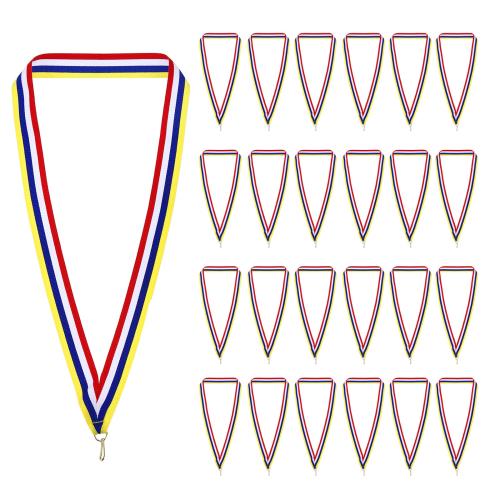 PATIKIL 50個入り メダルリボン アワードネックリボン スナップクリップ付き ストライプメダル ポリエステル ランヤード 表彰 ミーティング 競技 スポーツ パーティー用 赤/白/青