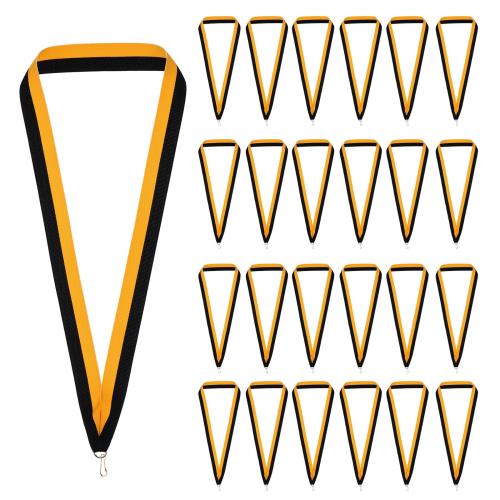 PATIKIL 50個入り メダルリボン アワードネックリボン スナップクリップ付き ストライプメダル ポリエステル ランヤード 表彰 ミーティング 競技 スポーツ パーティー用 イエロー/黒