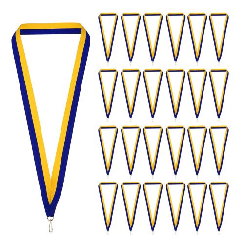 PATIKIL 50個入り メダルリボン アワードネックリボン スナップクリップ付き ストライプメダル ポリエステル ランヤード 表彰 ミーティング 競技 スポーツ パーティー用 ブルー/イエロー