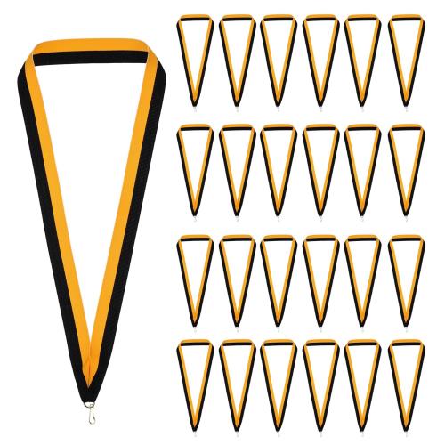 PATIKIL 66個入り メダルリボン アワードネックリボン スナップクリップ付き ストライプメダル ポリエステル ランヤード 表彰 ミーティング 競技 スポーツ パーティー用 イエロー/黒