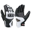 デイトナ(Daytona) バイク用 グローブ 秋冬 本革(ヤギ革) 防水 防風 カーボンプロテクター スマホ対応 AWスポーツショートグローブ HBG-058 ブラック/ホワイト Lサイズ 22179