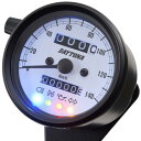 デイトナ(Daytona) バイク用 機械式 スピードメーター ブラックボディ/ホワイトパネル/ホワイトLED φ60 140km/h表示 インジケーター付き 15628