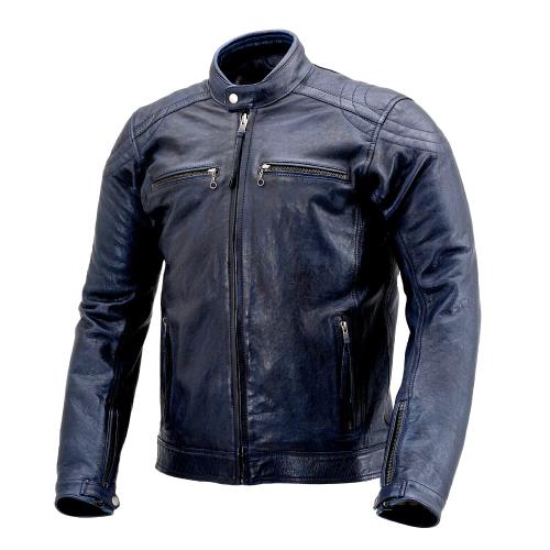 デイトナ(Daytona) バイク用 レザー ジャケット 本革(ワックス加工) 春秋 カフェ ライダース DL-006 ネイビー Lサイズ(メンズ) 23742