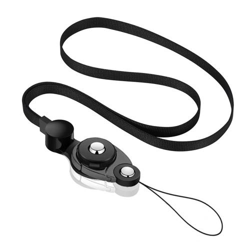 [サムコス] ネックストラップ 首掛け スマホ ストラップ 吊下げひも スマホ ショルダーストラップ 忘れ物防止 携帯ストラップ 脱着式 ブラック (ブラック)