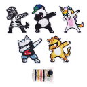 サムコス 刺しゅうパッチ アイロンワッペン 5個入り アニメ動物 ファッション かわいい 個性 ファッション 多種多様なデザイン DIY装飾 アクセサリー 衣類...