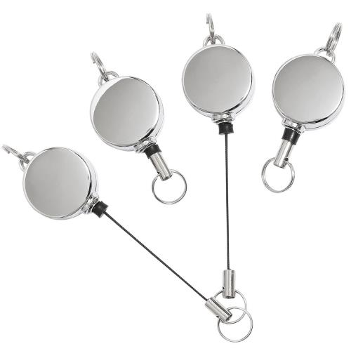 [サムコス] 4個セット リールキーホルダー 亜鉛合金 リールキー 伸縮自在 パスケース リール 金具 リー..