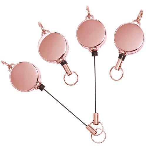 [サムコス] 4個セット リールキーホルダー 亜鉛合金 リールキー 伸縮自在 パスケース リール 金具 リー..