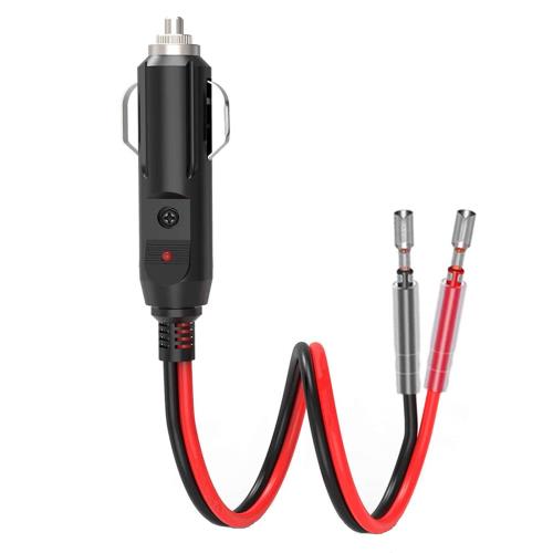 車の交換用 12V / 24Vリード付きシガー電源プラグ シガーソケット延長ケーブル 配線用シングルヘッド端子が付属 絶縁性よく 16AWG 純銅線コア LED指示ライト付き