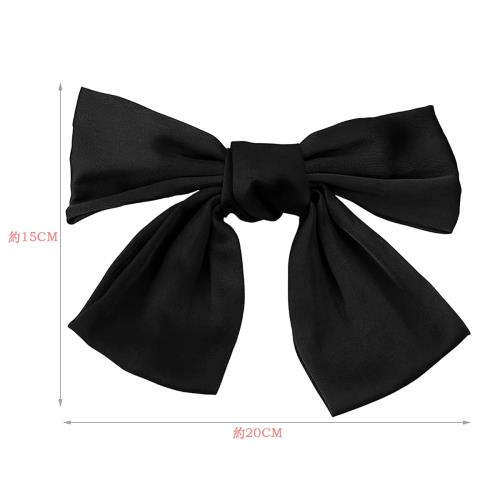サムコス 成人式 髪飾り ウェディング ヘッドドレス ヘアアクセサリー 髪飾り 成人式 卒業式 結婚式 大きめ 髪留め ビッグ リボン バレッタ おしゃれ (黒)