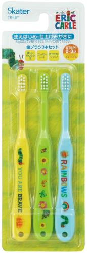 スケーター(Skater) 歯ブラシ 15cm 乳児用 0-3才 やわらかめ 3本入 歯ブラシ はらぺこあおむし 23 TB4S..