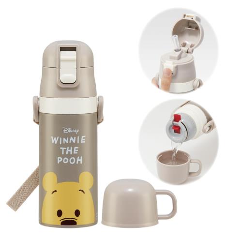 スケーター(skater) 子供用 ステンレス 水筒 2way ストロー飲み 410ml コップ飲み 350ml ディズニーくまのプーさん子供に優しい軽量タイプ 女の子 保温・保冷小容量タイプ waterbottle スポーツボトル かわいい キッズ 子供 こども 水瓶 SKCP3ーA