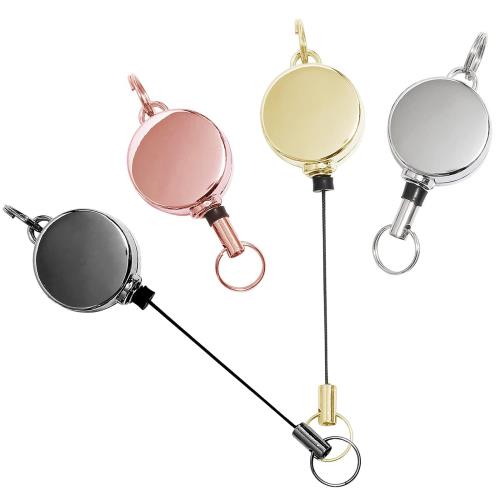 [サムコス] 4個セット リールキーホルダー 亜鉛合金 リールキー 伸縮自在 パスケース リール 金具 リー..