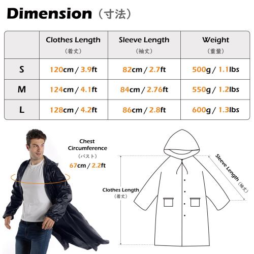 [TRIWONDER] レインコート メンズ レディース ポンチョ レインポンチョ カッパ 自転車 バイク リュック対応 かっぱ 雨具 雨合羽 レインウェア 通学 通勤 Rain Coat (M, ネイビーブルー)
