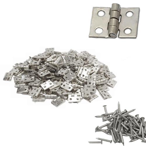 サムコス 平蝶番 8*10mm 50個セット ミニ蝶番 木箱用のヒンジ ヒンジ 金具 ドア用金物 手作り パーツ DIY木工 家具補修 4穴 ネジ付き (シルバー)