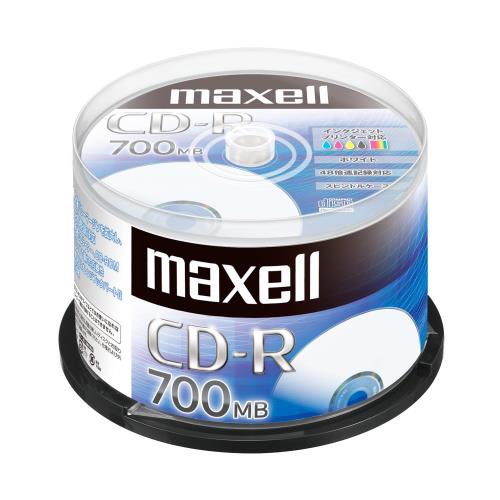 maxell データ用 (1回記録用) CD-R 700MB 48倍速対応 インクジェットプリンタ対応ホワイト(ノンワイド印刷) 50枚 スピンドルケース入 CDR700S.PNW.50SPZ