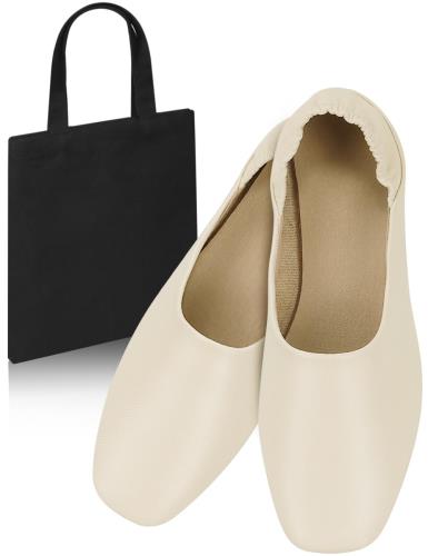 [Tophana] 創新版快適設計 携帯スリッパ レディース 軽やかな歩行感・収納ポーチ付 スリッパ 携帯シューズ 上履き 室内履き 抗菌防臭加工 超軽量 滑り止め 丸洗いOK 卒業式 入学式 学校行事 お受験 授業参観 (ホワイト, 23.0 cm)