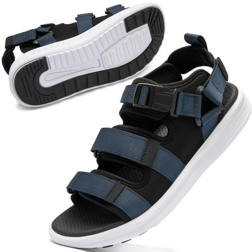 楽天Fleume[SOARHOPE] スニーカーサンダル 軽量 サンダル さんだる マジックテープ ストラップ メンズ スポーツサンダル ストラップサンダル アウトドアサンダル ウォーキングサンダル 通気 水陸両用 男性 夏用 外履き 海 ウォーキング ブルー 25.5 cm