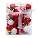 クリスマス 飾り クリスマスツリー ボール オーナメント クリスマス装飾品 クリスマスボール 飾り付け 30個セット 星 ボール クリスマス デコレーション 道具 小物 クリスマスツリー用 パーティー イベント 多用途 (赤 緑 白)