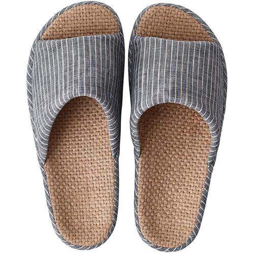 [SOARHOPE] ルームシューズ 亜麻 スリッパ メンズ 室内履き 和風 無地 春夏用 来客用 部屋用 軽量 オシャレ 通気 シンプル 素足で履く 洗濯可