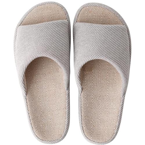 [SOARHOPE] ルームシューズ 亜麻 スリッパ メンズ 室内履き 和風 無地 春夏用 来客用 部屋用 軽量 オシャレ 通気 シンプル 素足で履く 洗濯可