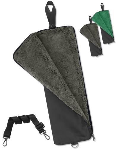 3倍! 超吸水タオル生地・3サイズ選べる 傘カバー 折畳傘 ケース 防水 折り畳み 傘ケース 傘袋 折畳傘ケース 折り畳み傘カバー 折りたたみ傘カバー カバー肩紐付き 吸水 軽量 梅雨 通勤 通学 (グレー＋グリーン, L)