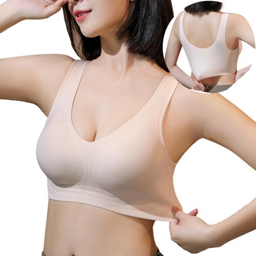 [Tophana] ゼリージェル設計 ノンワイヤーブラ シームレスブラ サポート力バツグン・驚きのラクのびフィット感 ノンワイヤー ブラジャー スポーツブラ ナイトブラ 寄せブラ バストアップ 脇高設計 締め付け感ゼロ 通気性 垂れない (M, 肌色)