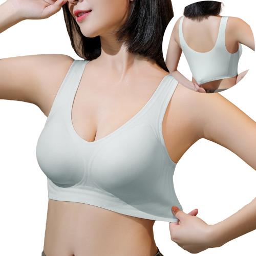 [Tophana] ゼリージェル設計 ノンワイヤーブラ シームレスブラ サポート力バツグン・驚きのラクのびフィット感 ノンワイヤー ブラジャー スポーツブラ ナイトブラ 寄せブラ バストアップ 脇高設計 締め付け感ゼロ 通気性 垂れない (S, グレー)
