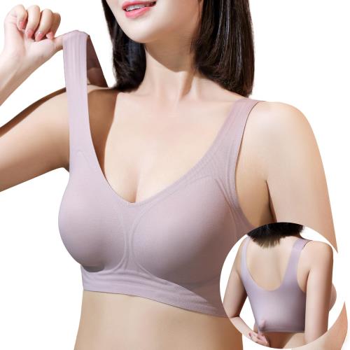 [Tophana] ゼリージェル設計 ノンワイヤーブラ シームレスブラ サポート力バツグン・驚きのラクのびフィット感 ノンワイヤー ブラジャー スポーツブラ ナイトブラ 寄せブラ バストアップ 脇高設計 締め付け感ゼロ 通気性 垂れない (L, ピンク)