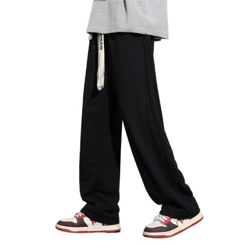[Aaronlive] 秋服ズボン メンズ ジョガーパンツ ロングパンツ 大きいサイズ メンズ リラックスパンツ シンプル オシャレ アウトドア 調整紐 ウエストゴム 人気 無地冬服 春服 black L