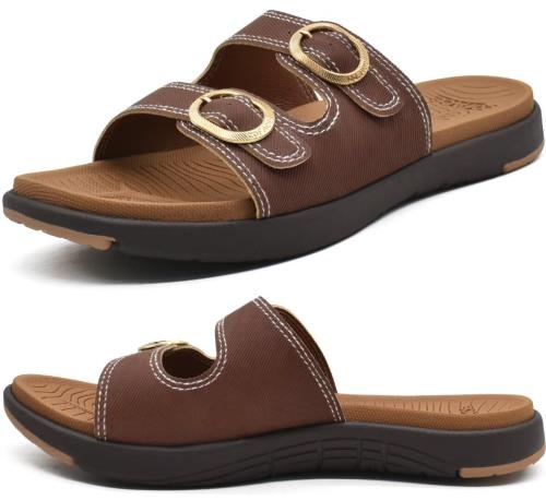 [COFACE] サンダル レディース おしゃれ 歩きやすい クッション性 軽量 ブラウン US10