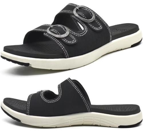 [COFACE] サンダル レディース おしゃれ 歩きやすい クッション性 軽量 ブラック・ホワイト US9