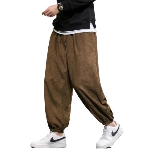 [Aaronlive] メンズ ワイドパンツ コーデュロイ ズボン サルエル パンツ ゆったり 無地 人気 カジュアル パンツ 調整紐 大きいサイズ 春秋冬服 メンズ ロングパンツ brown M