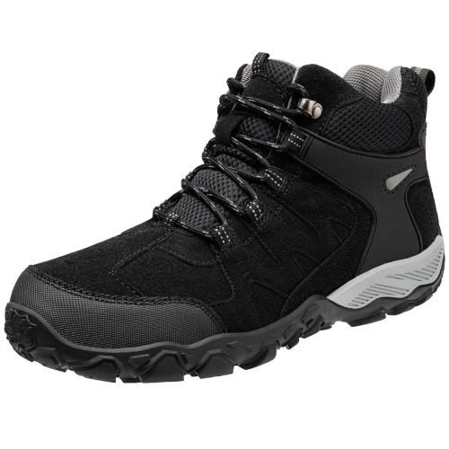 [SOARHOPE] メンズ ミドル カット 登山靴 トレッキングシューズ 軽登山用シューズ アウトドアシューズ 防滑 遠足 ウォーキング ハイキング 大きいサイズ 通気 ブラック 26.5 cm