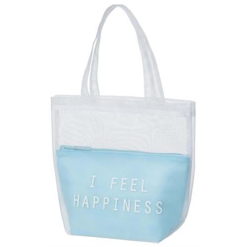 スケーター(Skater)トートバッグ メッシュバッグ レディース シースルーカラー ベビーブルー KPM1-A