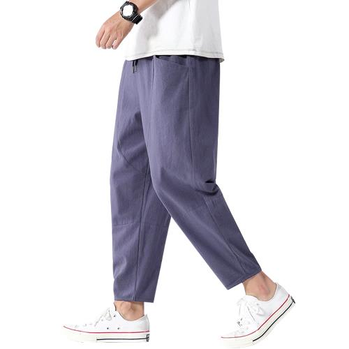 [Aaronlive] ズボン メンズ カジュアル サルエルパンツ ズボン ポケット付き 無地 通気 大きいサイズ 調整紐 ワイドパンツ メンズ 通勤 通学 春 夏 秋 冬 gray blue L