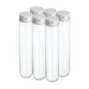PATIKIL 80ml プラスチック製試験管(ねじキャップ付き) 6個セット 156x30mm 科学的なパーティー 装飾 あめ ビーズ 入浴剤 実験用 シルバ...