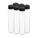 PATIKIL 80ml プラスチック製試験管(ねじキャップ付き) 6個セット 科学的なパーティー 装飾 あめ ビーズ 入浴剤 実験用途に最適 黒