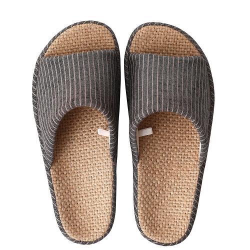 [YAKIDA] 人間工学デザイン スリッパ 室内 夏用 麻 ルームシューズ 室内履き 静音 軽量 前開き 滑り止..